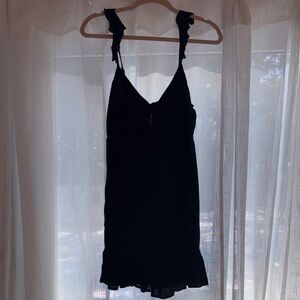 NWT Black Ruffled Strap Slip Dress sz M